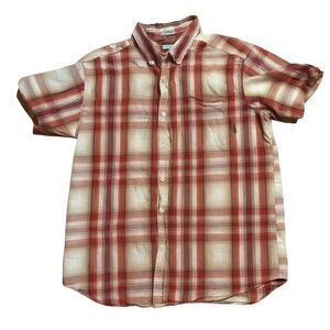 Columbia Men’s Medium Button-Up Shirt | Red Plaid | Casual Outdoor Style